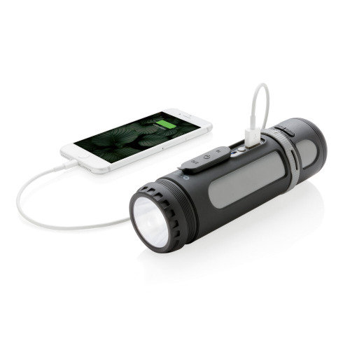 Głośnik bezprzewodowy 3W, power bank 4400 mAh, lampka Swiss Peak Czarny, szary P326.890 (5)