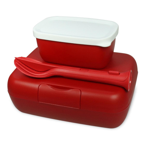 Lunchbox z pojemnikiem i sztuć candy ready dsred Koziol Czerwony KZL3272683 