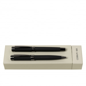 Zestaw upominkowy Cerruti 1881 długopis i pióro wieczne - NSG9142A + NSG9144A Czarny
