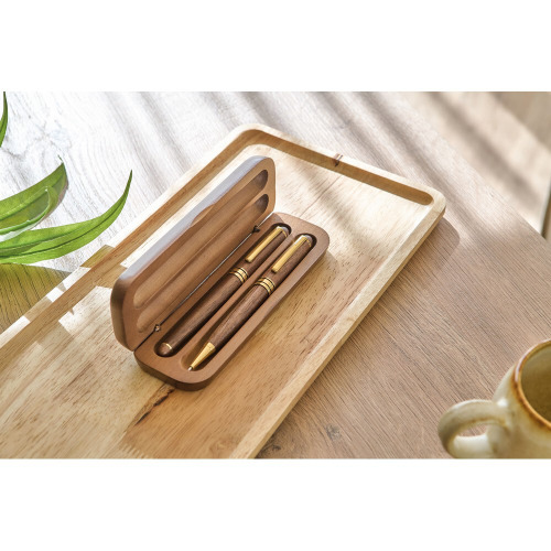 Zestaw piśmienniczy, długopis i pióro kulkowe Brązowy VB206-16 (7)