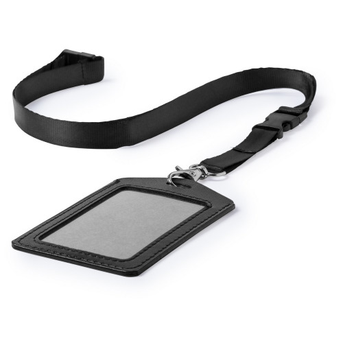 Smycz reklamowa z identyfikatorem Czarny V2976-03 (1)