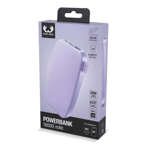 2PB18100 | Fresh 'n Rebel Powerbank 18000mAh USB-C Fast Charging 20W Liliowy LT49403-N0071 (7)
