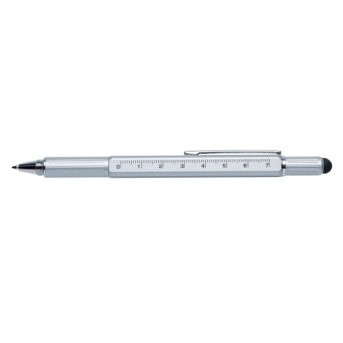 Długopis wielofunkcyjny, poziomica, śrubokręt, touch pen srebrny V1996-32 (4)