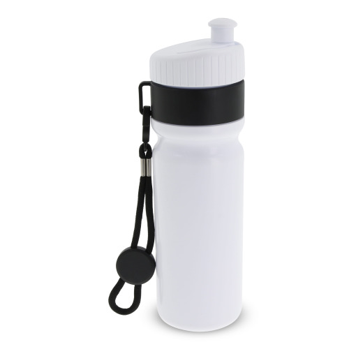 Bidon Sportowy Z Obwódka I Kolorowym Sznurkiem 750ml Biały / czarny LT98736-N0102 (4)
