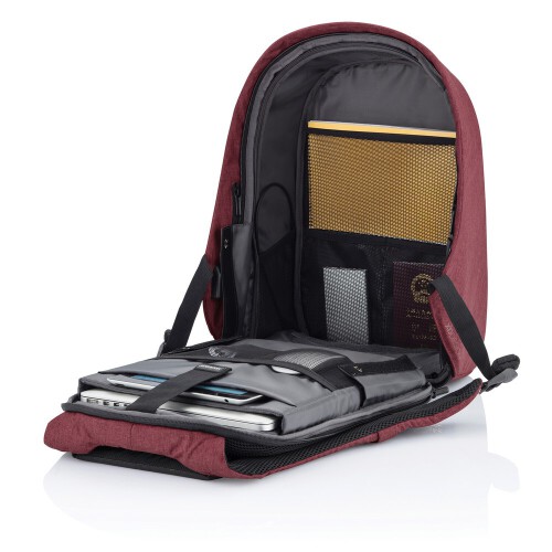 Bobby Hero Small plecak na laptopa do 13,3" i tablet 12,9", chroniący przed kieszonkowcami, wykonany z RPET burgund V0996-12 (11)