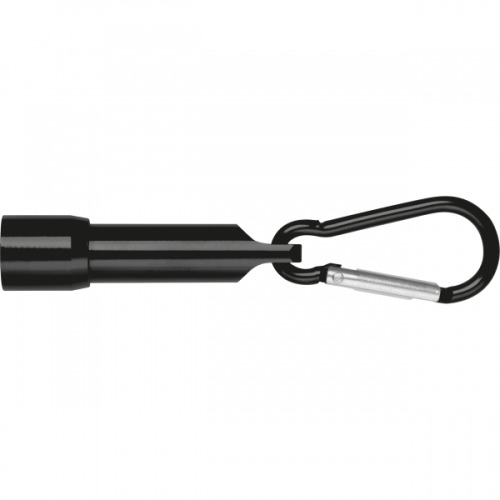 Mini latarka z aluminium z recyklingu BERGAMO Czarny 529303 (1)