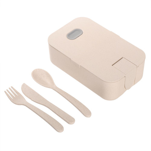 Bambusowe pudełko śniadaniowe 850 ml B'RIGHT, sztućce Neutralny V8831-00 (2)