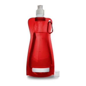 Składana butelka 420 ml z karabińczykiem czerwony