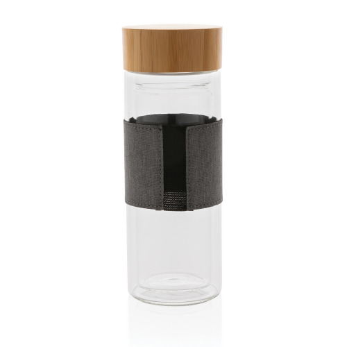 Szklana butelka Impact 360 ml w pokrowcu neutralny, szary P436.780 (4)