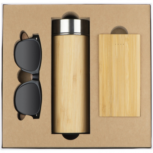 Zestaw butelka 350 ml, okulary, power bank 8000 mAh EMILIA Biały 9242906 (3)