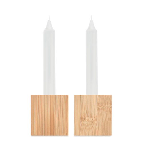 Stojak bambusowy z 2 świecami drewna MO6320-40 (1)