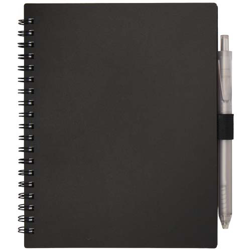 Niove zestaw notatnik w miękkiej okładce z tworzyw sztucznych pochodzących z recyklingu i długopis (niebieski tusz) Czarny 10629890 (2)