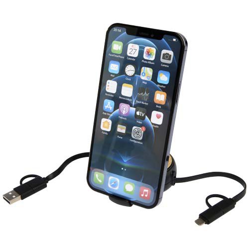 Chechia zwijany kabel do synchronizacji danych i szybkiego ładowania 5 w 1 45 W o długości 100 cm z tworzyw sztucznych pochodzących z recyklingu z detalami z bambusa Czarny 12441990 (6)