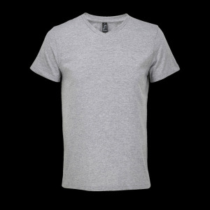 REGENT V  V-NECK T-SHIRT Szary Melanż