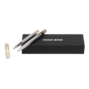 Zestaw upominkowy HUGO BOSS długopis i pióro kulkowe - HSV2854B + HSV2855B Srebrny