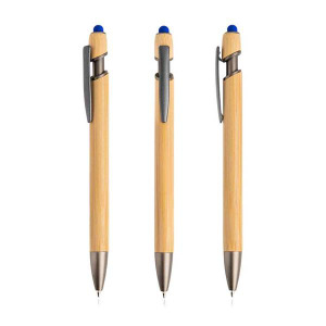 Długopis bambusowy z touchpenem / Boouchllor Royal blue