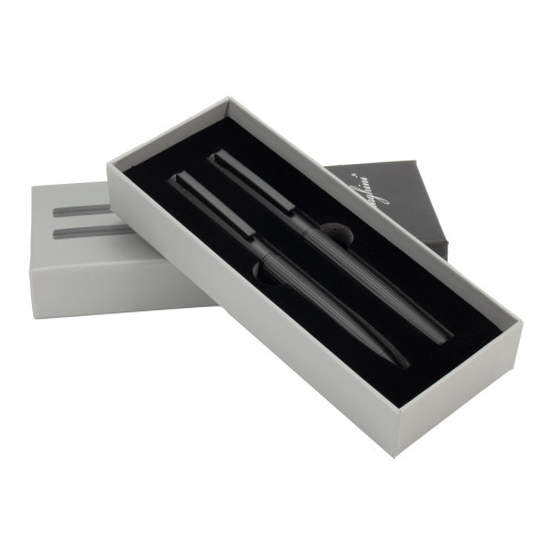 Zestaw piśmienny długopis i pióro kulkowe Ferraghini GLADYS Czarny F24103 