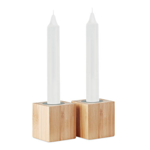 Stojak bambusowy z 2 świecami drewna MO6320-40 