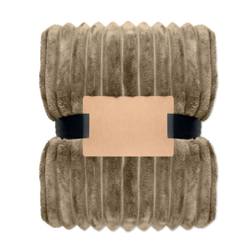 Polarowy koc w paski RPET Khaki MO3184-39 (1)