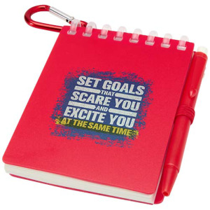 Lig Mini outdoorowy zestaw z notatnikiem w miękkiej okładce z tworzyw sztucznych pochodzących z recyklingu i długopisem (niebieski tusz)