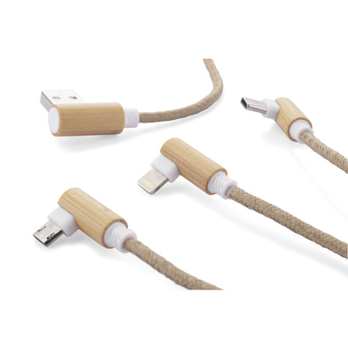 Kabel USB 3 w 1 FLAX Naturalny 09141-17 (1)