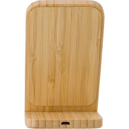 Bambusowa ładowarka bezprzewodowa 5W, stojak na telefon drewno V0186-17 (5)