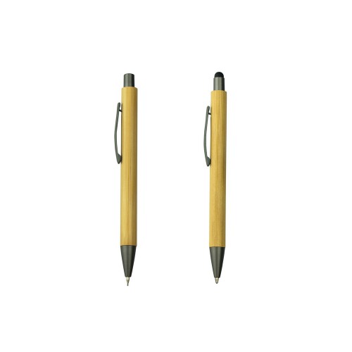 Zestaw piśmienny, bambusowy długopis touch pen i ołówek mechaniczny drewno V9342-17 (3)
