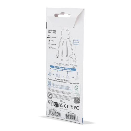 4009| Xoopar Eco Octopus Kabel do ładowania Ocean Bound Plastic Biały LT41023-N0001 (1)