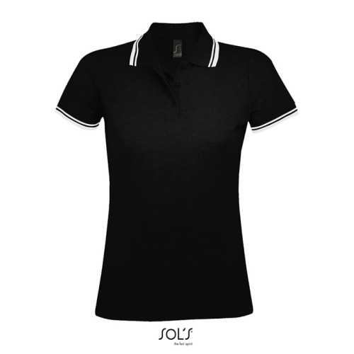PASADENA damskie polo 200g Negro/Blanco S00578-BC-L 