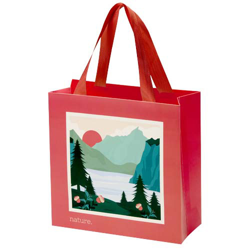 Torba papierowa Smartfold 210 g/m² z uchwytami ze wstążki i błyszczącym laminowaniem – 24 x 10 x 24 cm Czerwony 1ZM01121 