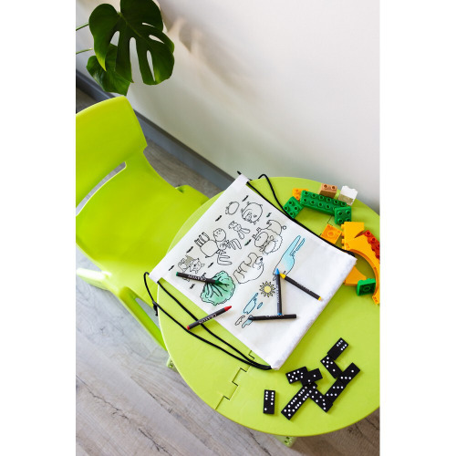 Worek ze sznurkiem do kolorowania, kredki | Brody Biały V0021-02 (3)