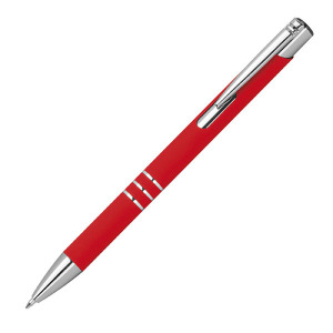 Długopis z aluminium z recyklingu półżelowy soft touch DUNMORE Czerwony