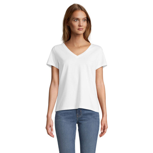 REGENT V T-SHIRT WOMEN Bialy S04766-WH-L 