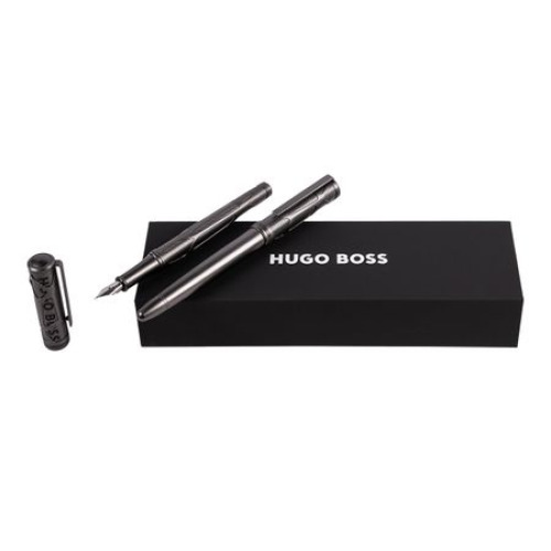 Zestaw upominkowy HUGO BOSS pióro kulkowe i pióro wieczne - HSS3082D + HSS3085D Szary HPPR308D 