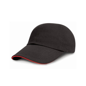 Czapka 6-panelowa Niski Profil Czesana Bawełna Drill - Black & Red