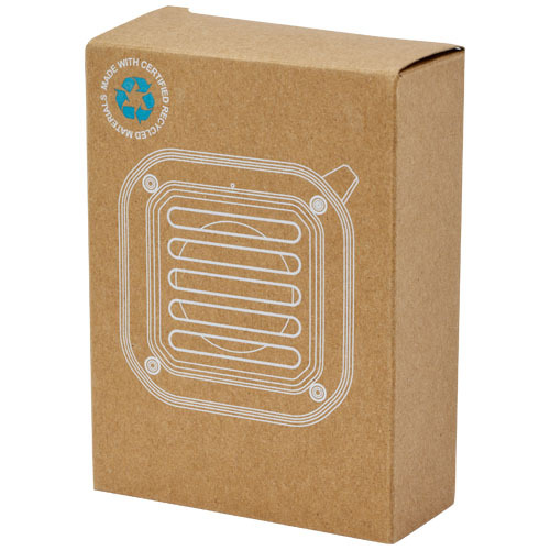 Solo plastikowy głośnik solarny Bluetooth® IPX5 o mocy 3 W z karabińczykiem wykonany z tworzywa pochodzącego z recyklingu z c Czarny 12434790 (3)