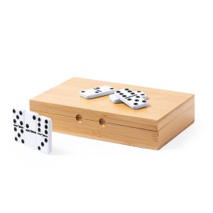 Gra domino w bambusowym pudełku jasnobrązowy