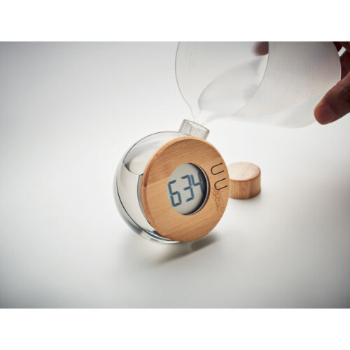 Bambusowy wodny zegar LCD przezroczysty szary MO6865-27 (4)