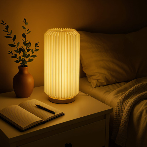 Składana papierowa lampa LED Coollux Aurora Tall na drewnianej podstawie, 32 cm Naturalny LT40726-N0094 (4)