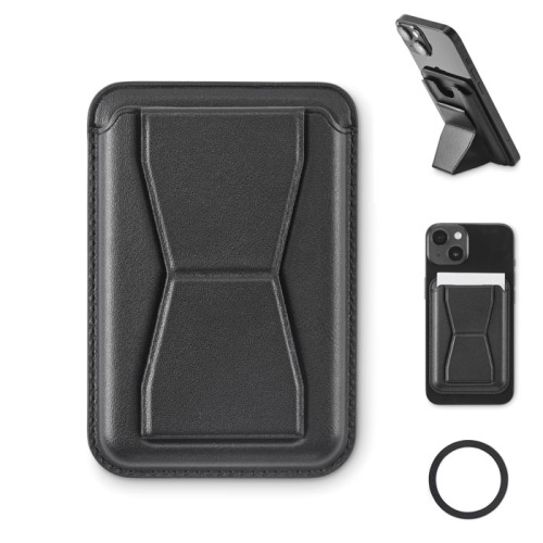 Magnetyczny uchwyt na kartę PU Czarny MO2654-03 