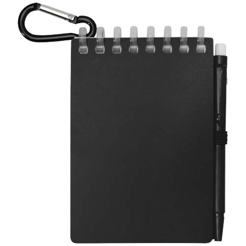 Lig Mini outdoorowy zestaw z notatnikiem w miękkiej okładce z tworzyw sztucznych pochodzących z recyklingu i długopisem (niebieski tusz) Czarny 10705190 (2)