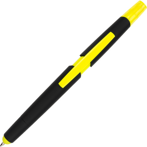 Długopis plastikowy z zakreślaczem touch pen EMMETT żółty 1096508 (2)