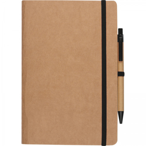 Notatnik A5 z czystymi stronami i długopisem z materiałów z recyklingu CHLOE Czarny 2377603 (4)