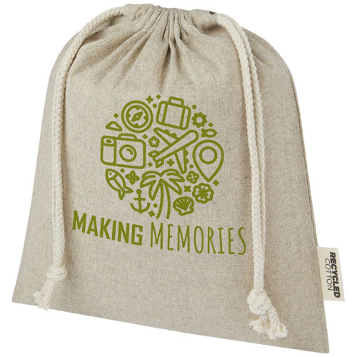 Pheebs torba na prezent z bawełny z recyklingu o gramaturze 150 g/m² i z certyfikatem GRS, średnia o pojemności 1,5 l Naturalny melanż 12067106 (1)