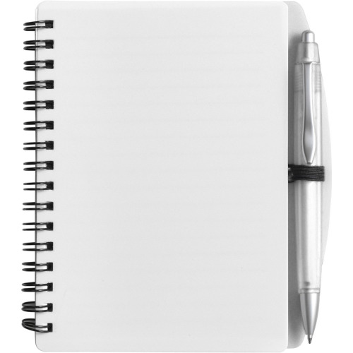 Notatnik A6 (kartki w linie)  z długopisem biały V2391-02 
