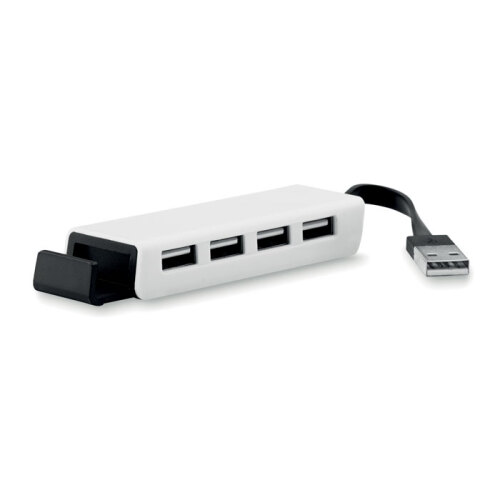 Hub USB / uchwyt na telefon biały MO8937-06 