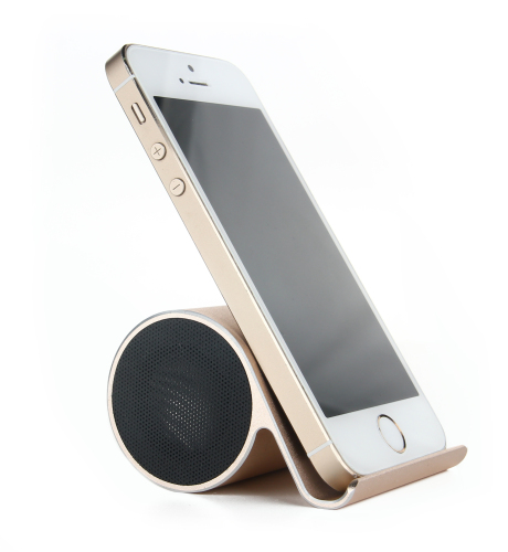 Metalowy głośnik Bluetooth ze stojakiem na telefon Złoty EG 009698 (2)