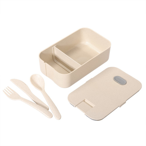 Bambusowe pudełko śniadaniowe 850 ml B'RIGHT, sztućce Neutralny V8831-00 (4)