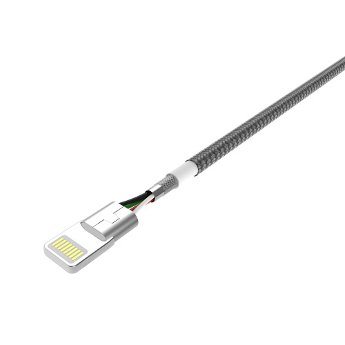 Nylonowy kabel do transferu danych LK30 Lightning Quick Charge 3.0 różowy EG 818511 (2)