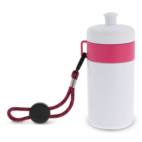 Bidon Sportowy Z Obwódka I Kolorowym Sznurkiem 500ml Biały / różowy LT98785-N0176 (4)